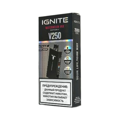 Электронная сигарета Ignite V250 Black 25000 затяжек - Watermelon Mix (Арбузный микс)