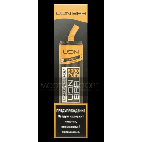 Электронная сигарета UDN BAR Peach Ice 6000 затяжек (УДН Бар Персик Лёд)